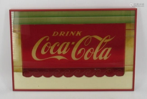 Vintage Coca Cola Framed Cut Out Cardboard Sign