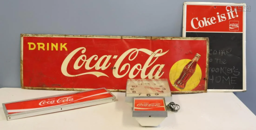 Vintage Coca Cola Clock, Blackboard, Metal Sign