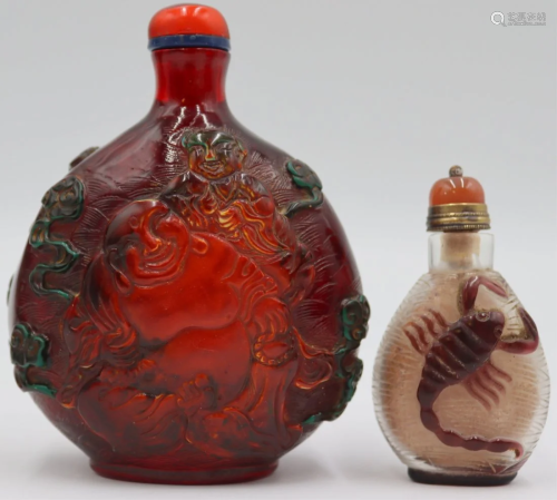 (2) Chinese Qing Peking Glass Snuff Bottles.