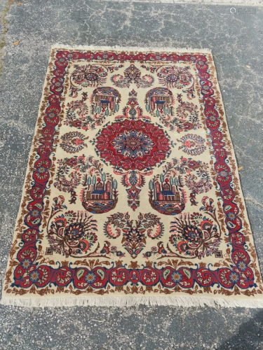 Vintage And Finely Hand Woven Persian Kashan Rug