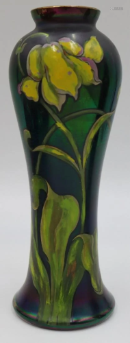 Paint Decorated Favrile Glass Vase.