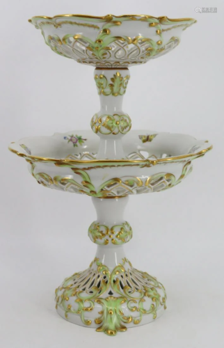 Herend Porcelain Reticulated Centerpiece / Tazza.