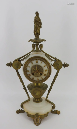 G. Philippe Signed Bronze & Onyx Clock.