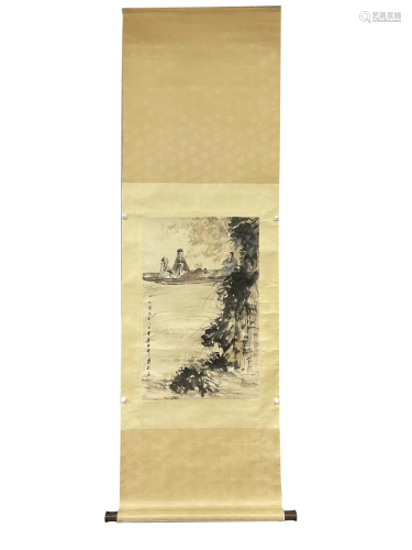 A PAINTING OF FIGURES ON BOAT, FU BAOSHI