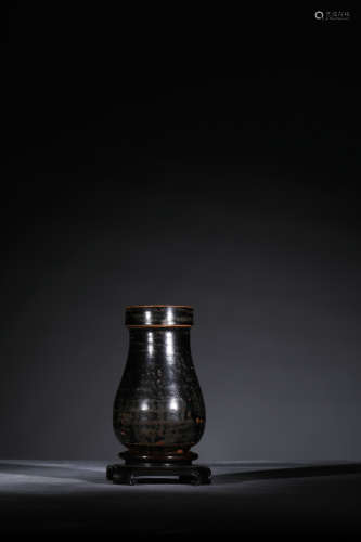 宋-吉州 永和窯黑釉直頸瓶
