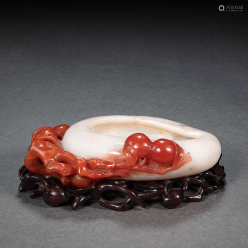 CHINESE NANHONG AGATE BRUSH WASH, QING DYNASTY