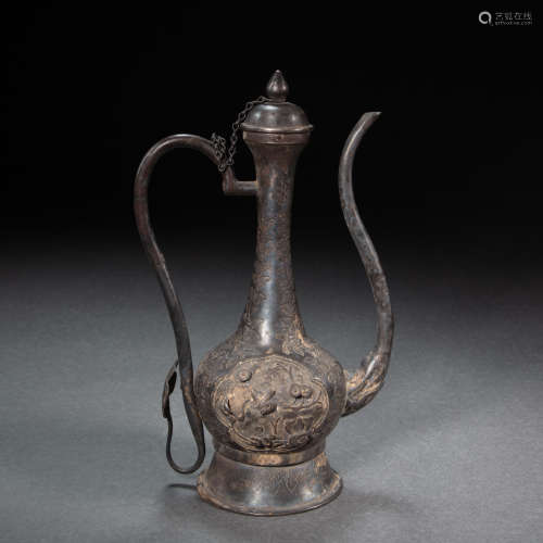 CHINESE STERLING SILVER HOLDING POT,  QING DYNASTY