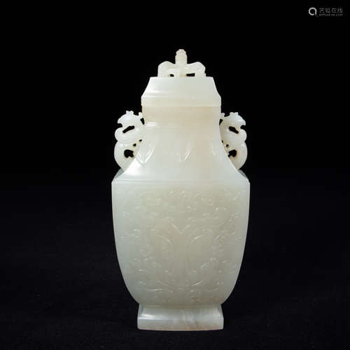 HETIAN WHITE JADE VASE, QING DYNASTY, CHINA