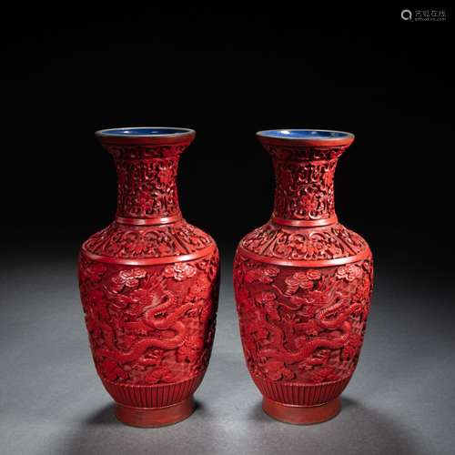 A PAIR OF CHINESE LACQUERWARE BOTTLES,  QING DYNASTY, CHINA