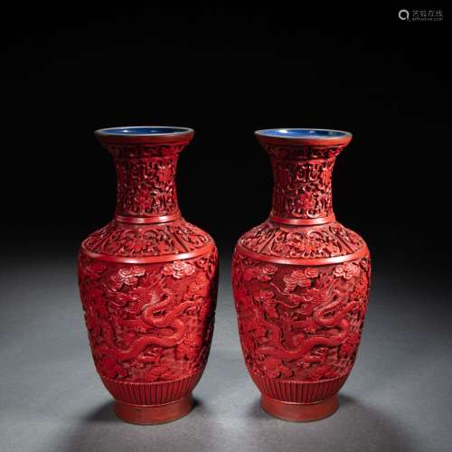 A PAIR OF CHINESE LACQUERWARE BOTTLES,  QING DYNASTY, CHINA