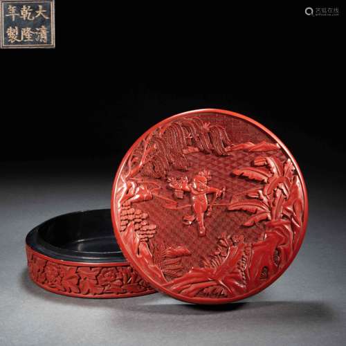 CHINESE QING DYNASTY LACQUER POWDER BOX