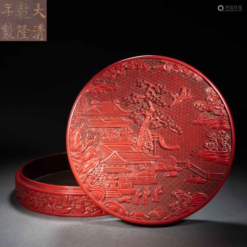 CHINESE QING DYNASTY LACQUER POWDER BOX