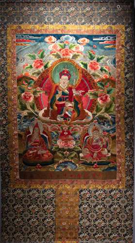 TIBETAN EMBROIDERY THANGKA, QING DYNASTY, CHINA