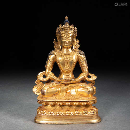 GILT BRONZE BUDDHA STATUE, QING DYNASTY, CHINA