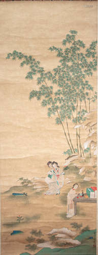 CHINESE MING DYNASTY QIUYING FIGURE PAINTING AND CALLIGRAPHY