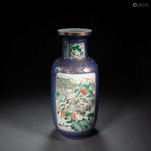 CHINESE QING DYNASTY PORCELAIN FAMILLE ROSE LARGE BOTTLE