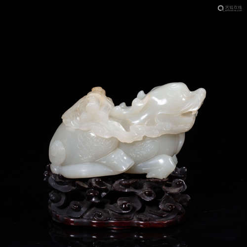 HETIAN JADE UNICORN , QING DYNASTY, CHINA