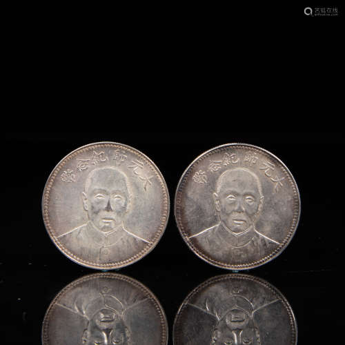A PAIR OF SILVER DOLLARS FROM THE REPUBLIC, CHINA