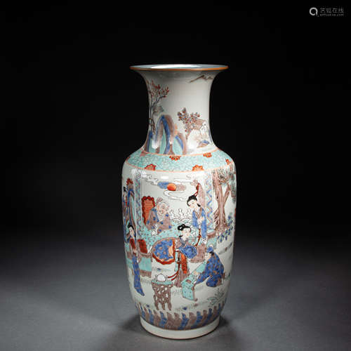 CHINESE QING DYNASTY PORCELAIN COLORFUL BIG BOTTLE