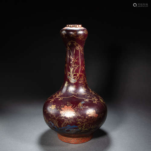 CHINESE LACQUERWARE GARLIC BOTTLE, QING DYNASTY