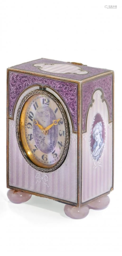 SILVER AND ENAMELED MINIATURE TIMEPIECE, CIRCA 1910