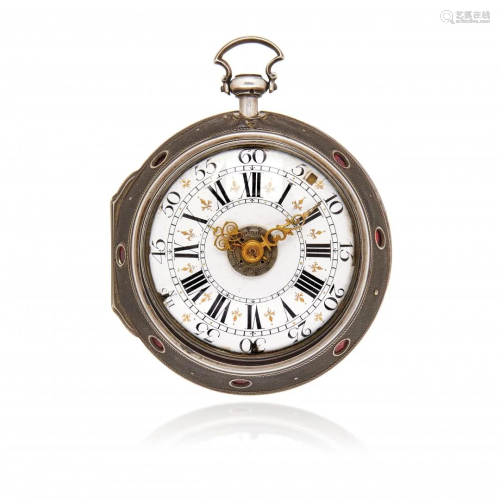 PAIR-CASED COACH CLOCK WITH ALARM, STRIKING AND