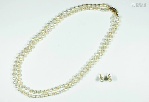 cultured pearl and diamond demi-parure