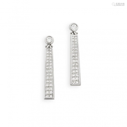 pair of diamond pendent earrings