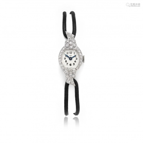 lady's platinum and diamond wristwatch