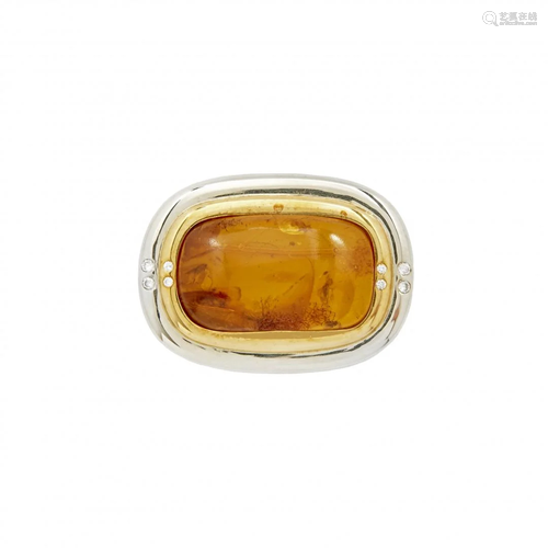 amber and diamond brooch