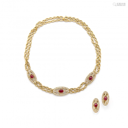 diamond and ruby demi-parure