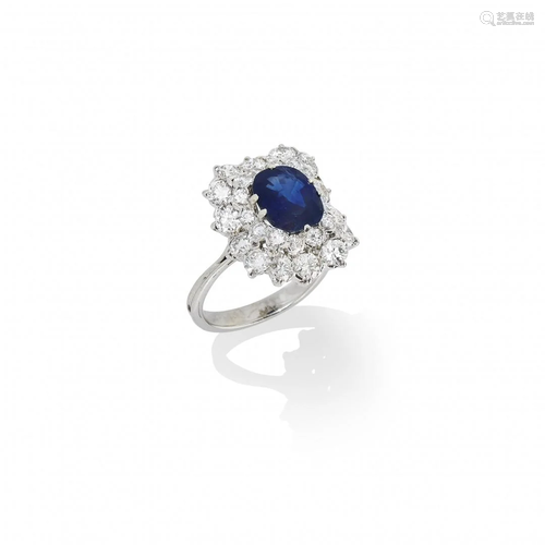 diamond and blue sapphire ring