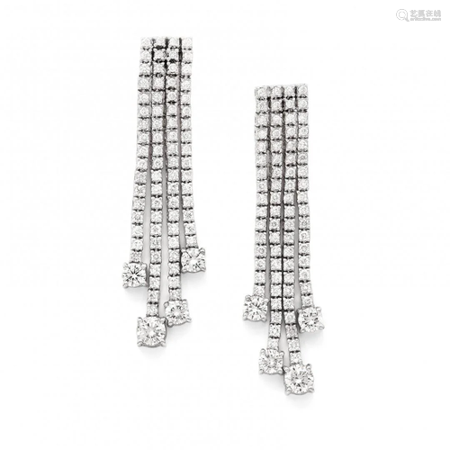 pair of diamond pendent earrings