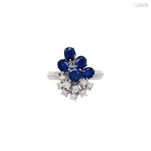 diamond and blue sapphire ring