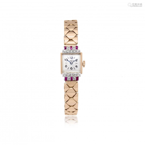 lady's gold and gem-set wristwatch, marvin