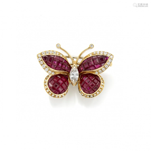 diamond and ruby brooch, legnazzi