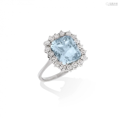 aquamarine and diamond ring