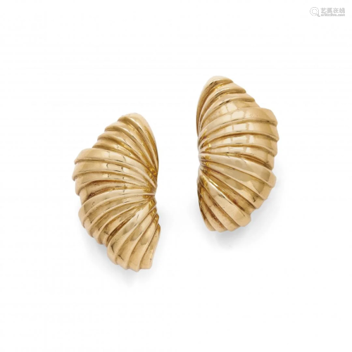 pair of yellow gold ear clips