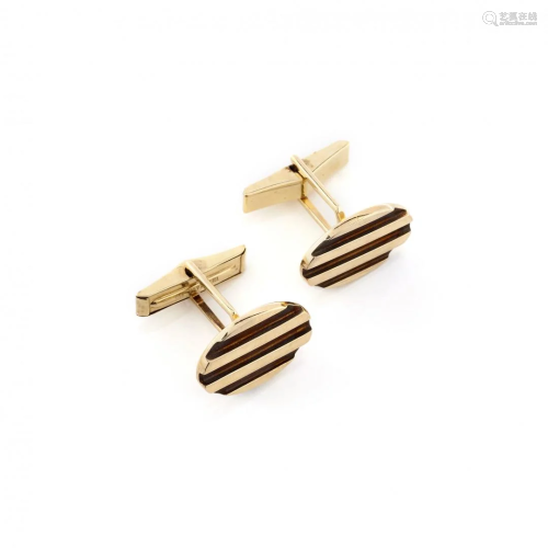 pair of yellow gold cuff links, tiffany & co.