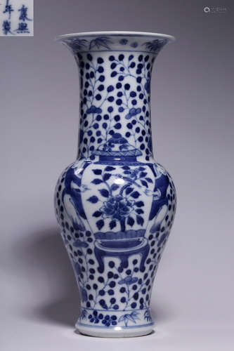 KANGXINIANZHI MARK BLUE&WHITE GLAZE VASE