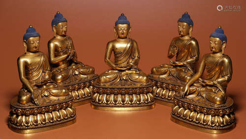 GILT BRONZE SAKYAMUNI BUDDHA STATUE