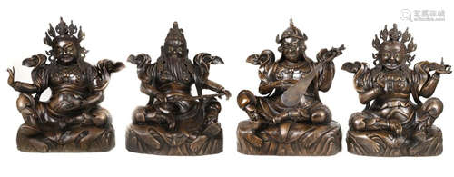 SET OF COPPER BUDDHA STATUE