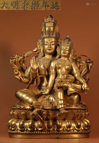 DAMINGYONGLENIANSHI MARK GILT BRONZE BUDDHA STATUE