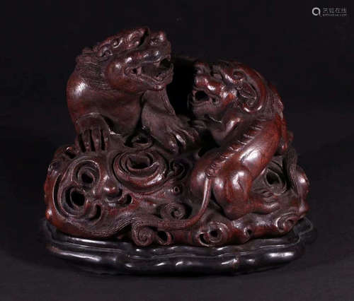 CHENXIANG WOOD CENSER SHAPED WITH BEAST