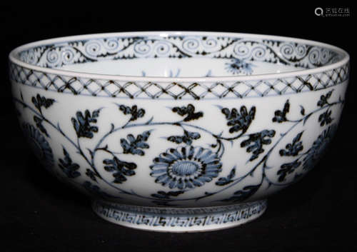 BLUE&WHITE GLAZE BOWL PAINTED WITH FLOWER