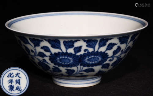 DAMINGCHENGHUANIANZHI MARK BLUE&WHITE GLAZE BOWL