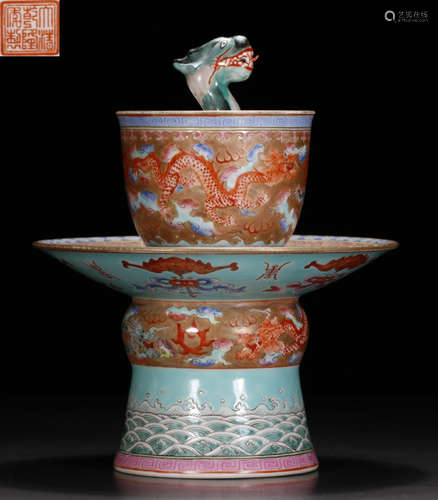 DAQINGQIANLONGNIANZHI MARK ENAMELED GLAZE CUP