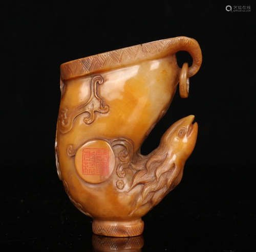 TIANHUANG STONE CUP SHAPED WITH BEAST