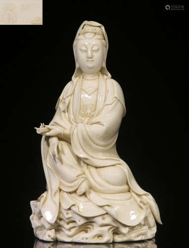 DEHUAHECHAOZONG MARK WHITE GLAZE GUANYIN BUDDHA