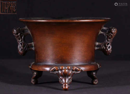 COPPER CENSER WITH BEAST FEET